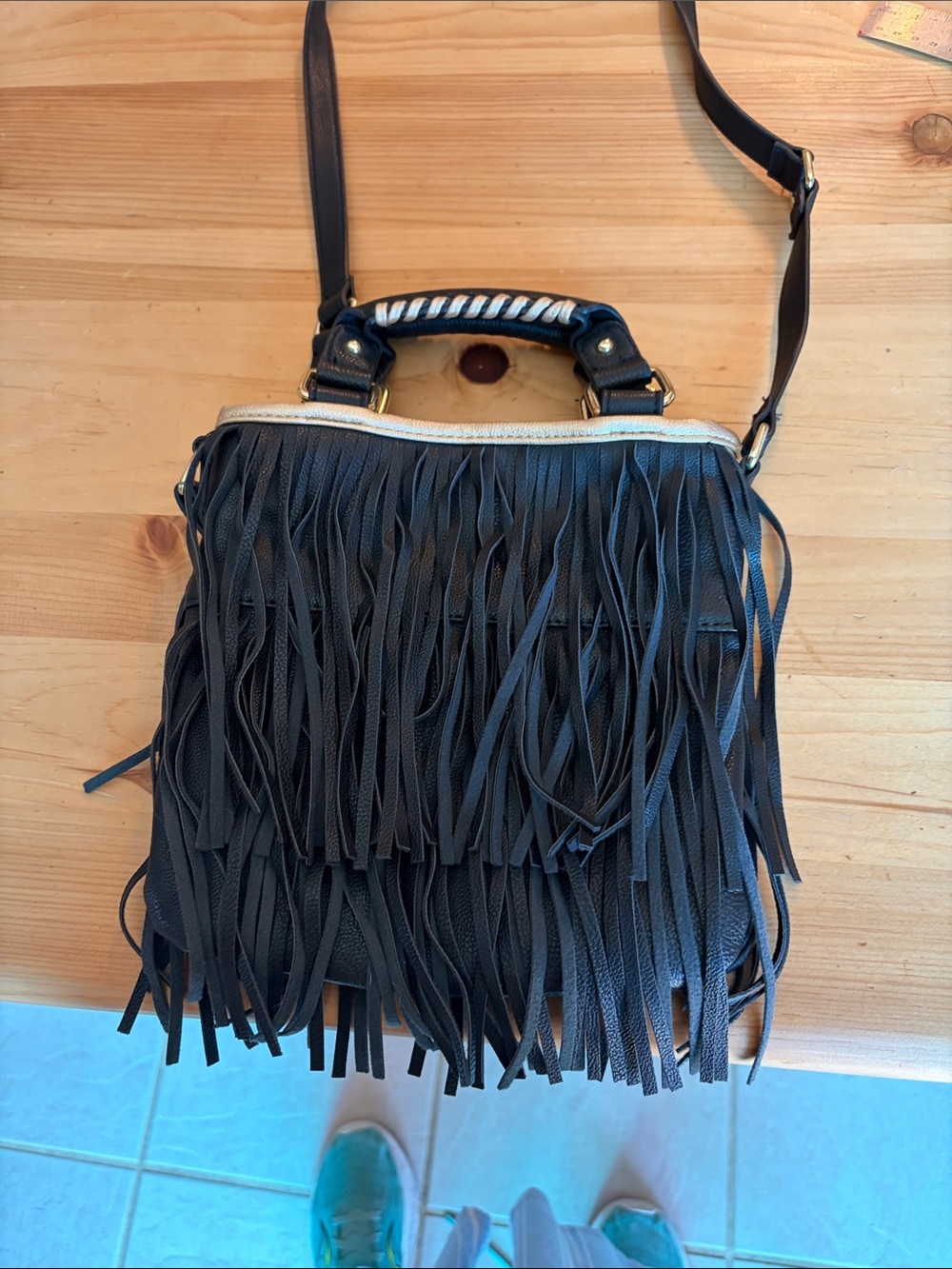 Fringe Crossbody Handbag - Black - Steve Madden